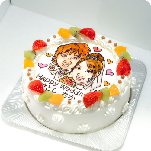 似顔絵ケーキ（人物１体・フォトスタンド付き）【5号・15cm／3~5名様用】