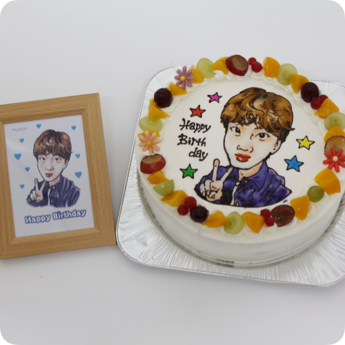 似顔絵ケーキ（人物1体・フォトスタンド付き）【8号・24cm／12~15名様用】
