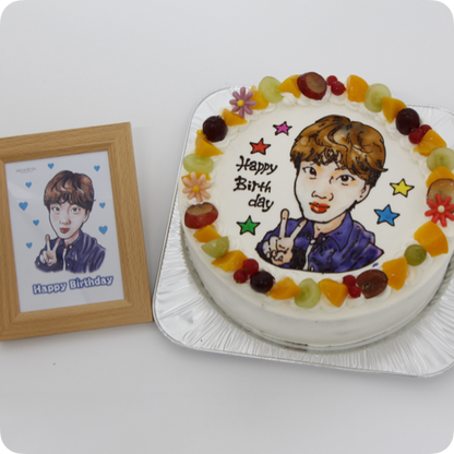 似顔絵ケーキ（人物1体・フォトスタンド付き）【8号・24cm／12~15名様用】