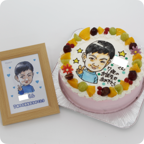 似顔絵ケーキ（人物1体・フォトスタンド付き）【8号・24cm／12~15名様用】