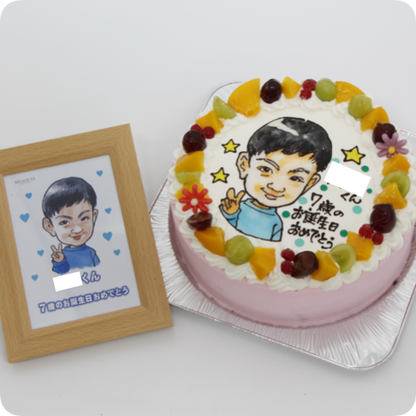 似顔絵ケーキ（人物1体・フォトスタンド付き）【8号・24cm／12~15名様用】
