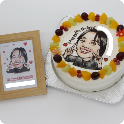 似顔絵ケーキ（人物1体・フォトスタンド付き）【8号・24cm／12~15名様用】