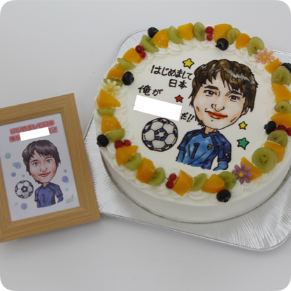 似顔絵ケーキ（人物1体・フォトスタンド付き）【8号・24cm／12~15名様用】
