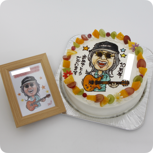 似顔絵ケーキ（人物1体・フォトスタンド付き）【8号・24cm／12~15名様用】