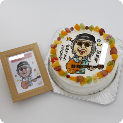 似顔絵ケーキ（人物1体・フォトスタンド付き）【8号・24cm／12~15名様用】