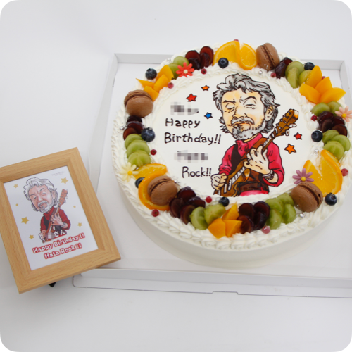 似顔絵ケーキ（人物1体・フォトスタンド付き）【8号・24cm／12~15名様用】